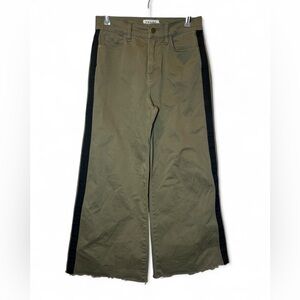 Frame Denim Side Stripe Le Baggy Palazzo Mid Rise Flare‎ Wide Leg Jean 26 Green